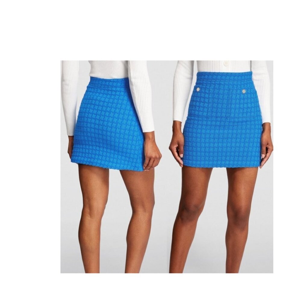 Sandro | Riviere Tweed Mini Skirt In Azure Blue - Picture 3 of 13